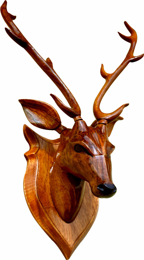 BK. ART & CRAFTS Home decor item “DEER HEAD” Decorative Showpiece  -  45 cm(Wood, Brown)