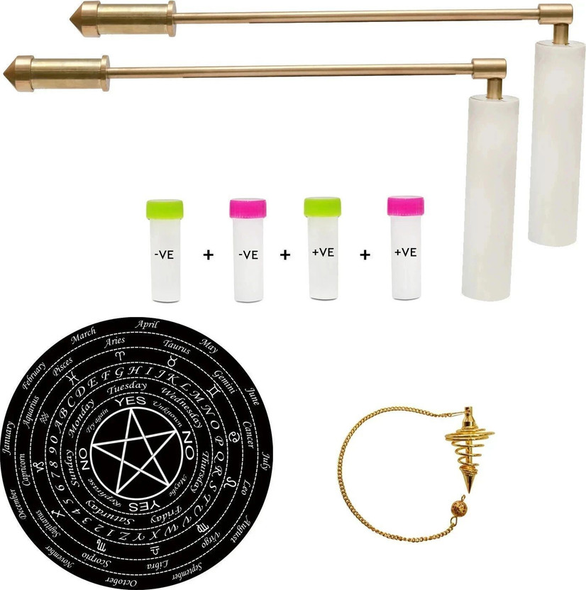 vastu-vigyan Vastu Brass Dowsing L Rod Pair Plastic White Handle Rod (Pure Brass Dowsing Rod) Decorative Showpiece  -  12.8 cm(Metal, White, Gold)