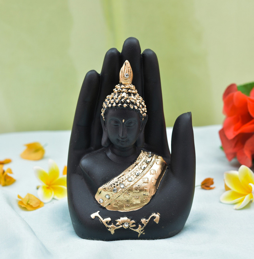 Vivan Creation FK_Gautam Buddha With Hand For Home decor and office decor (6x4 Inch)(Black) Decorative Showpiece  -  30 cm(Polyresin, Black)