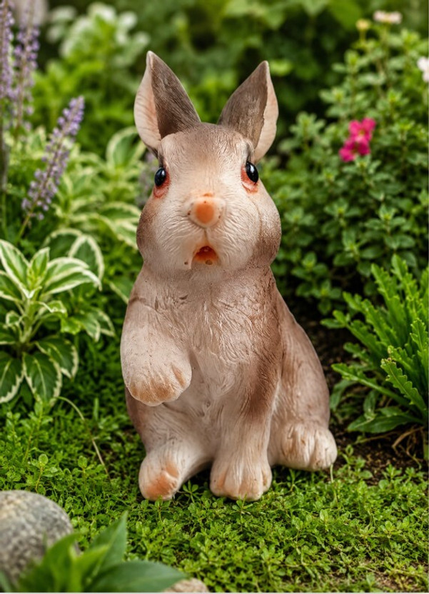 Tanvi creations Bunny for home and garden decor, gifting Decorative Showpiece  -  10 cm(Polyresin, Brown)