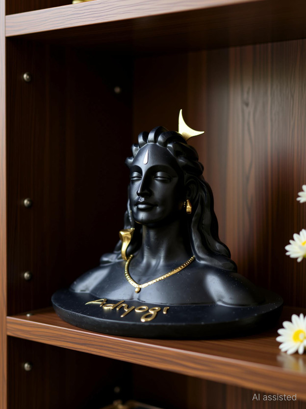 ADIYOGI Siyaram Adiyogi Shiva Statue Decorative Showpiece  -  8.5 cm(Polyresin, Black)