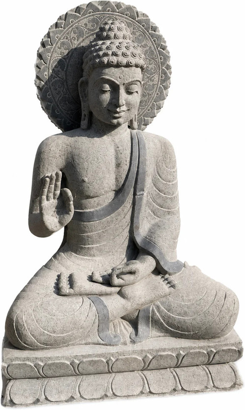 Rex Stones 3.6 ft Meditating Buddha Statue Decorative Showpiece  -  109.73 cm(Stone, Black)