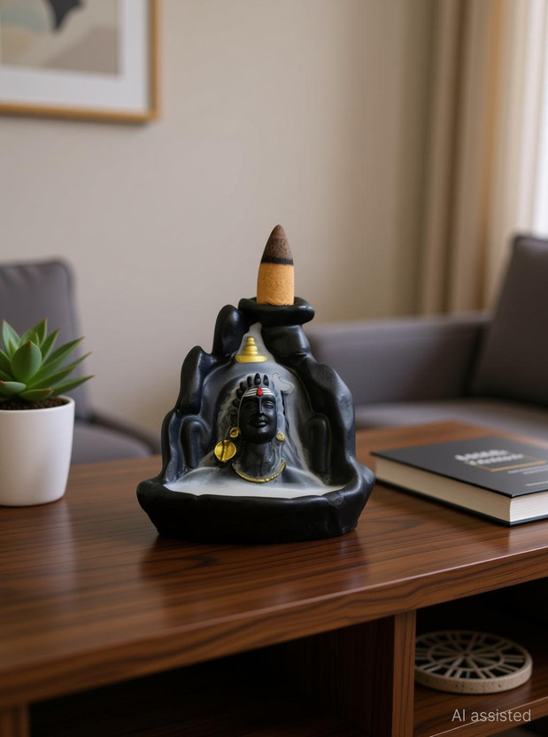 ARYA ARYA PRODUCTS AADIYOGI MAHADEV (LORD SHIVA) INCENSE HOLDER WITH 101 PCS BACKFLOW CONES. Decorative Showpiece  -  14 cm(Polyresin, Black) - Flipkart Deal