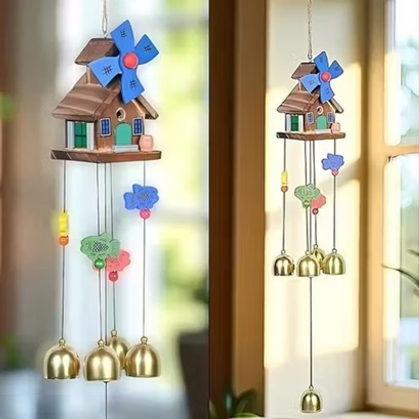 PAYSTORE PAYSTORE Handcrafted Wood Wind Chime–Hut Style Hanging Bell Living Room & Outdoor Decorative Showpiece  -  44 cm(Wood, Multicolor) - Flipkart Deal