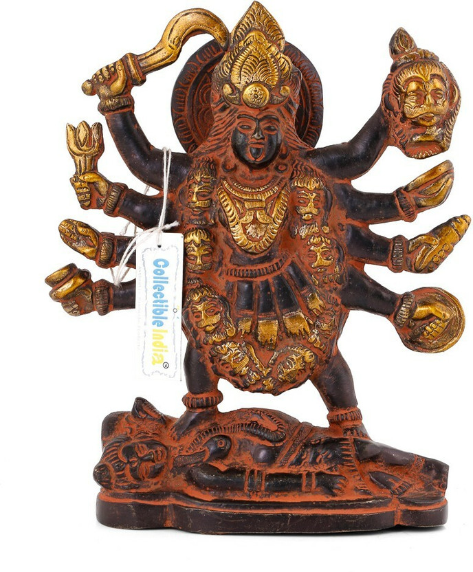 Collectible India Large Goddess Durga Ma Kali Idol Decorative Showpiece  -  17 cm(Brass, Brown)