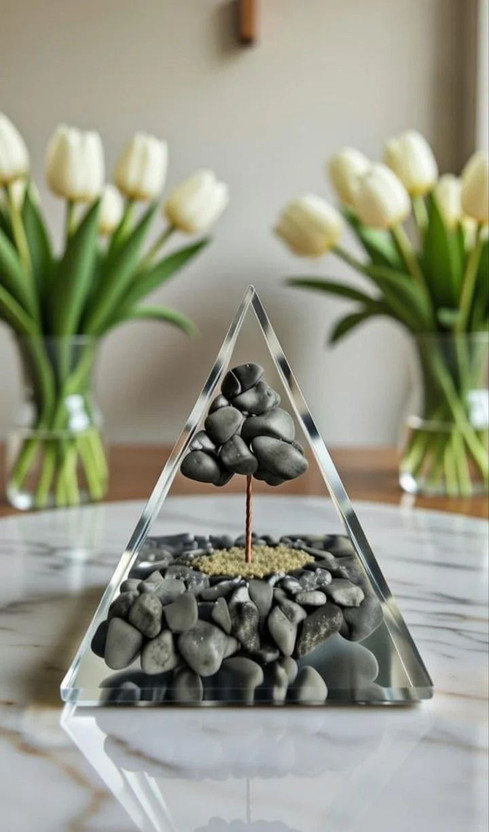 Authentic Authentic Vastu Vastu Pyrite Stone Tree in Glass Pyramid - 4 Inch Decorative Showpiece Decorative Showpiece  -  5.5 cm(Stone, Crystal, Black) - Flipkart Deal