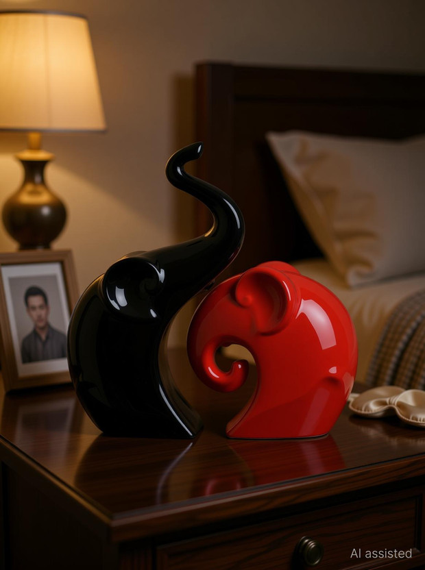 Flipkart MARINER'S CREATION Elephant Set Statue Idol for Home Decor Bedroom LIVINGROOM Decoration Decorative Showpiece  -  22 cm(Polyresin, Red, Black) - Flipkart Deal