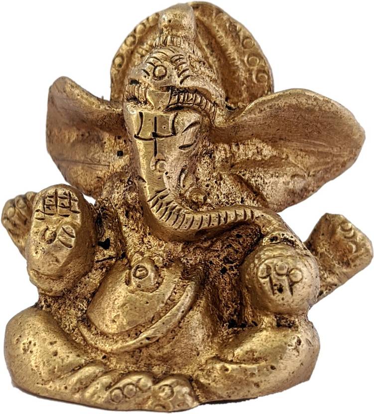 GURU JEE Brass Idol Lord Ganesha Small Statue Long Ear Ganpati Bappa