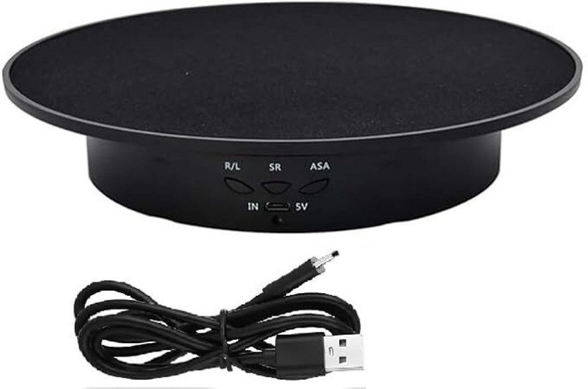 Hanumant Creatio 360° USB Turntable for Jewelry & Product Photography, 20CM/8KG Decorative Showpiece  -  6 cm(Plastic, Black)