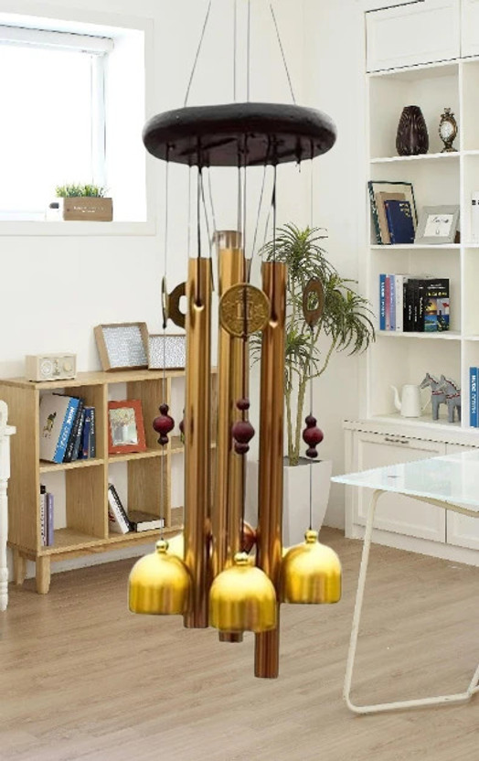 GIFT VIBE TRADITIONAL COPPER BRASS WIND CHIME UNIQUE FOR HOME,OFFICE,GARDEN DECOR,GIFTS Decorative Showpiece  -  22 cm(Metal, Copper)
