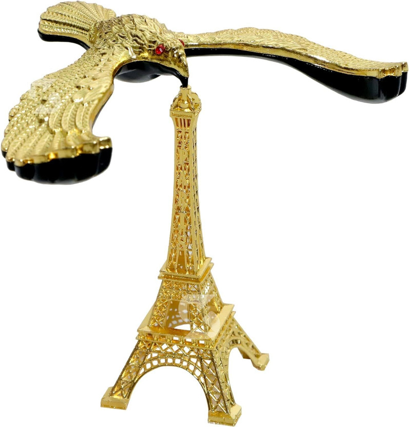 APEROL DESIGN Brass Balance Bird Gravity Toy Self Balancing Eagle Eiffel Tower Home Decor Gift Decorative Showpiece  -  11 cm(Metal, Gold)