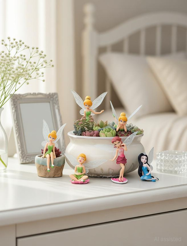 Chocozone 6pc Miniature Fairy Princess Garden Decor Home Decoration Mini Landscape Dolls Decorative Showpiece  -  7.4 cm(Plastic, Multicolor)