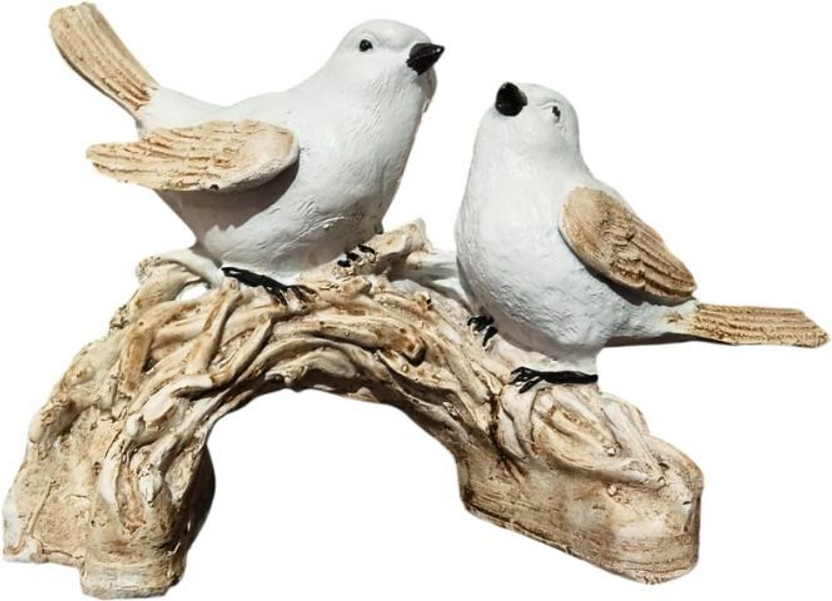 Flipkart SmartBuy Premium Bird Pair Showpiece | Elegant Home Decor Item for Living Room, Office Decorative Showpiece  -  12 cm(Polyresin, White)