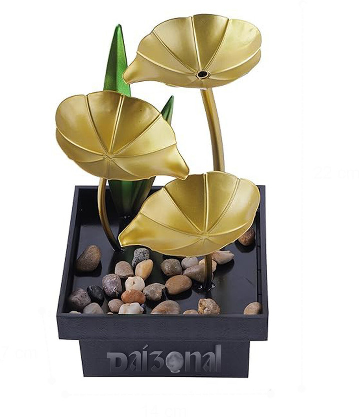 DAIZONAL Water Fountain for Home Decor, Tabletop Zen Meditation Fountain - 14x7x22cm Gold Decorative Showpiece  -  22 cm(Metal, Plastic, Gold)