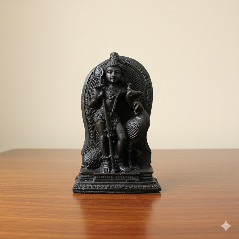 JRG Muruga Statue Home Decorative, Showpiece (6cmsx3cmsx9cms) Decorative Showpiece  -  9 cm(Polyresin, Black)