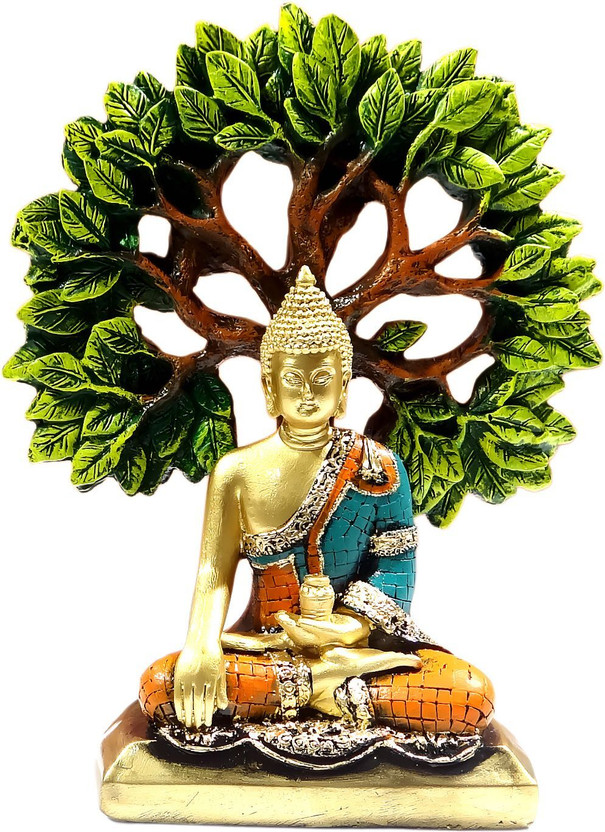 Upharkaro Decorative Lord Gautam Buddha Praying Under Tree Statue By Upharkaro Decorative Showpiece  -  24 cm(Resin, Multicolor)