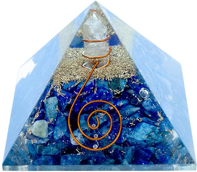RADIANT RUDRA Natural Lapis Lazuli Orgone Pyramid for Vastu Correction, EMF Protection Decorative Showpiece  -  10 cm(Crystal, Blue)