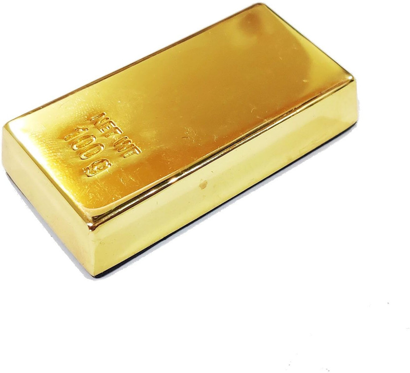 MAKMONI Fake Gold Bar Paper Weight | Stylish Desk Accessory for Office Metal Paper Weights  with Glossy(Set Of 1, Golden)