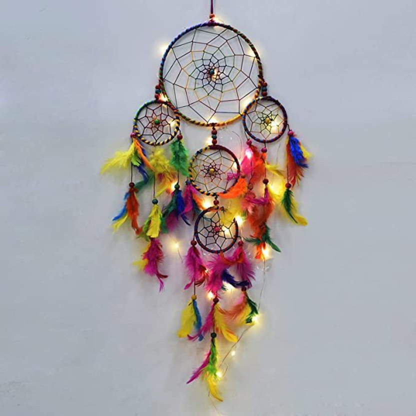 Ryme Dream Catcher With Light For Home Decoration, Garden Decoration Decorative Showpiece  -  55 cm(Feather, Multicolor)