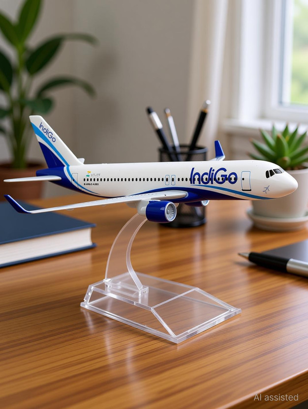 FAVHOME Indigo Airlines Die Cast Metal Air Plane Aeroplane Model Decorative Showpiece  -  16 cm(Metal, Multicolor)