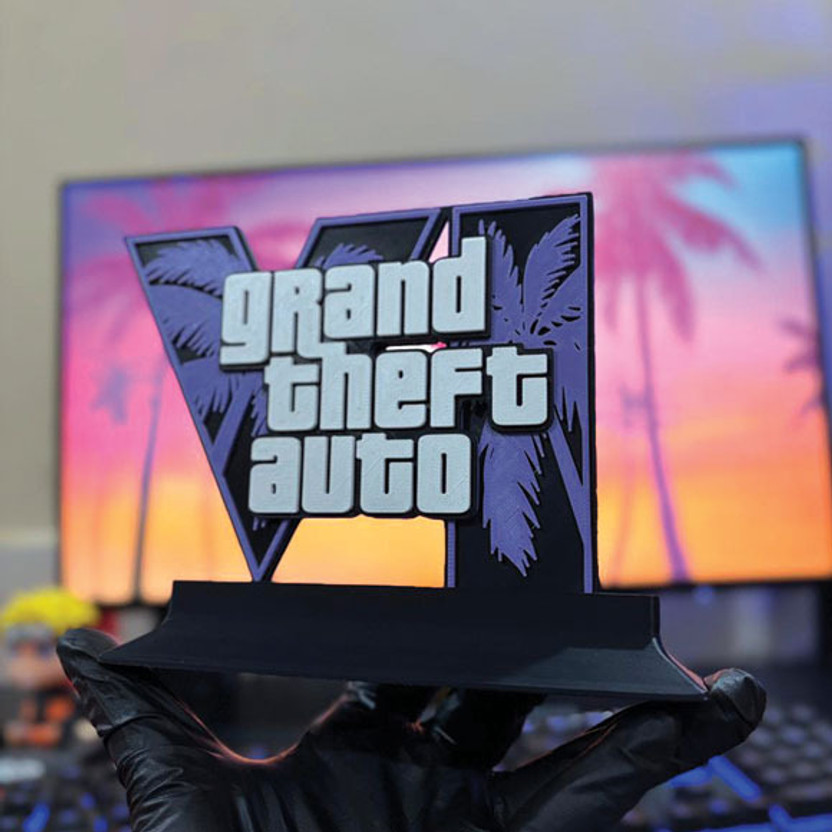 Printhub cosplay GTA 6 Desk Decor Showpiece for Gaming Setup | Gamer Table Decoration Decorative Showpiece  -  5 cm(Plastic, Black, Lavender, White)