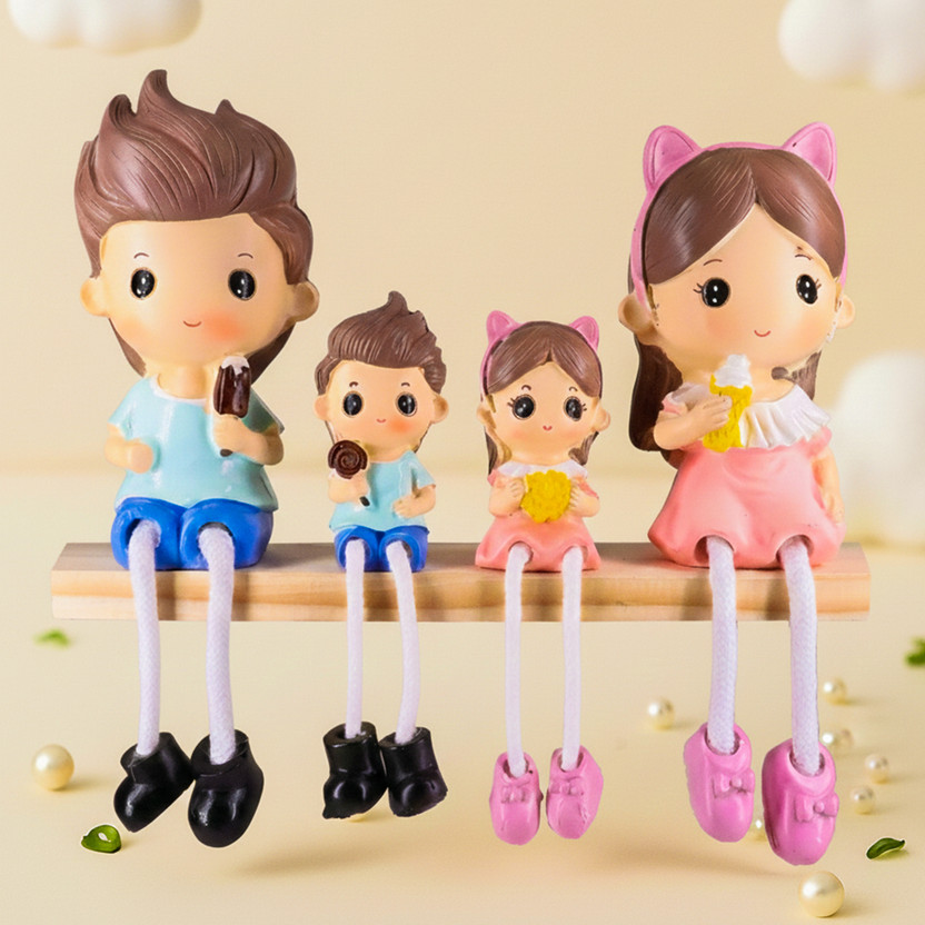 Elegant Lifestyle Cute Stylish Family Gift Set Resin Hanging feet Craft Unique Gift for Home Decor Decorative Showpiece  -  8 cm(Polyresin, Blue, Peach, Pink, Black)