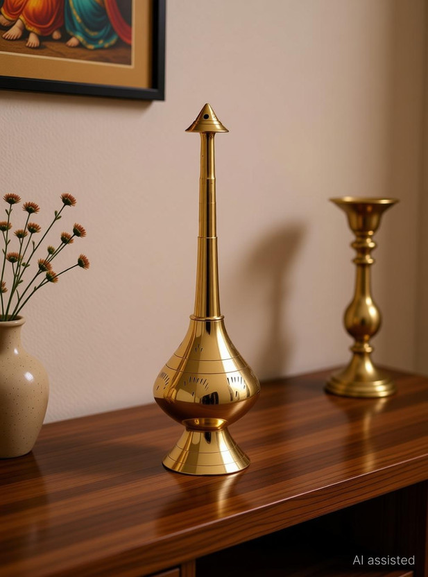 SAUBHAGYA SAUBHAGYA Brass Gulab Pash Holy Water Rose Perfume Sprinklers Gangajal Bottle 10inch Decorative Showpiece  -  24 cm(Brass, Gold) - Flipkart Deal