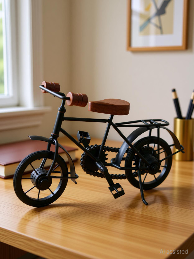 Ruby Perl Beautiful stylish iron cycle with chain and movement showpiece for multiple place decoration. Decorative Showpiece  -  28 cm(Iron, Black)