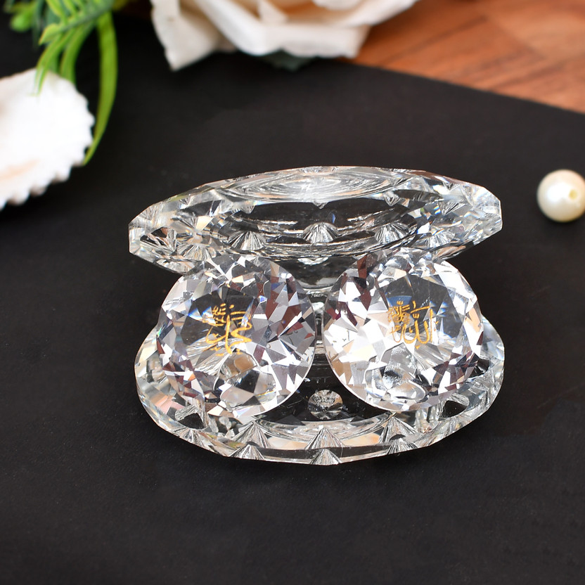CHUNGROO CHUNGROO Islamic Gift Seashell Shaped Crystal Showpiece Collectible with Allah & Mohammed Decorative Showpiece  -  6 cm(Crystal, Clear) - Flipkart Deal