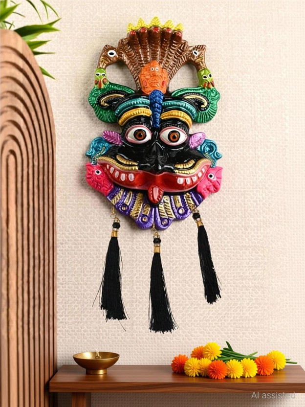 The Classic Treasure Nazar Battu Feng Shui Vastu Naag Ganesha Suraksha Kawach Evil Eye/Kirti Mukha Decorative Showpiece  -  26 cm(Metal, Black, Multicolor)