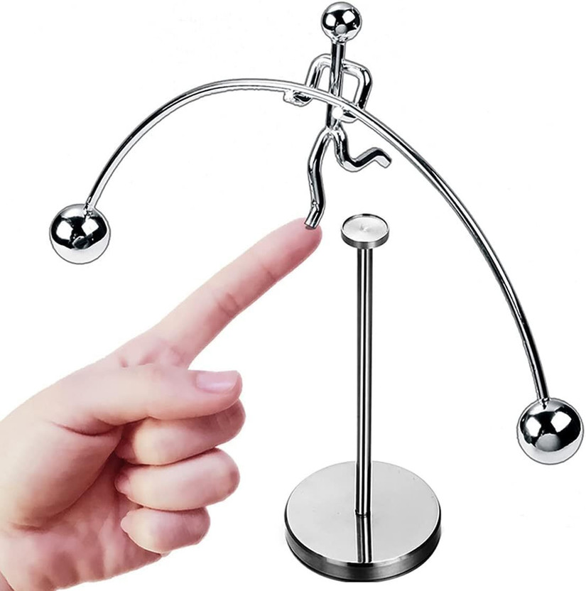 Hospitality Dynamic balancing 1Pc Decorative Showpiece  -  10 cm(Steel, Silver)