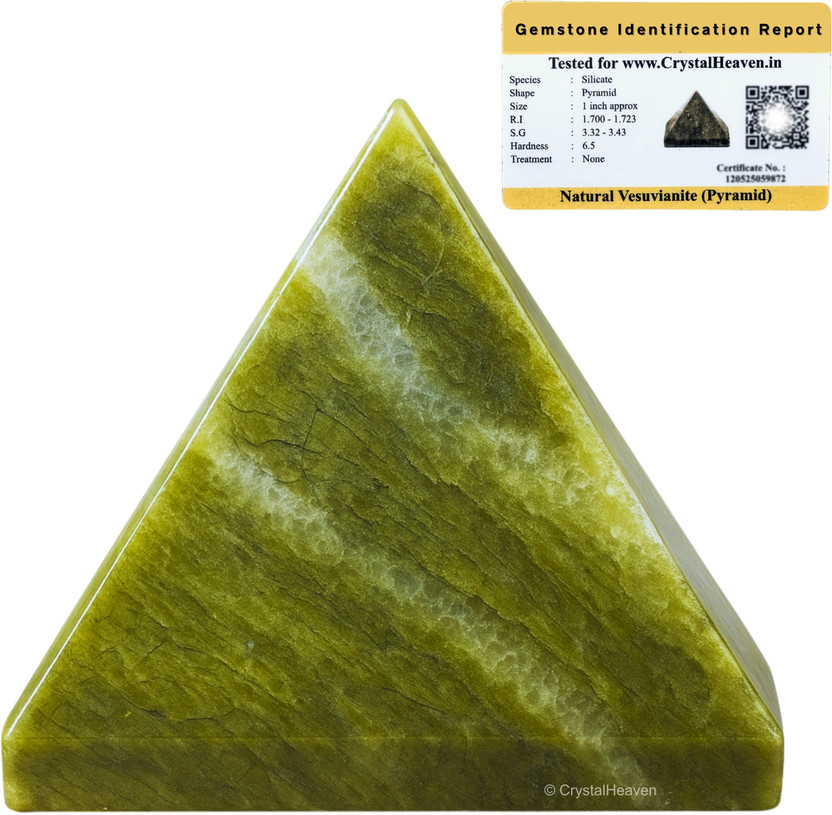 Crystal Heaven Crystal Heaven Certified Vesuvianite Pyramid - 1" Inch for Positive Energy Decorative Showpiece  -  3 cm(Stone, Green)