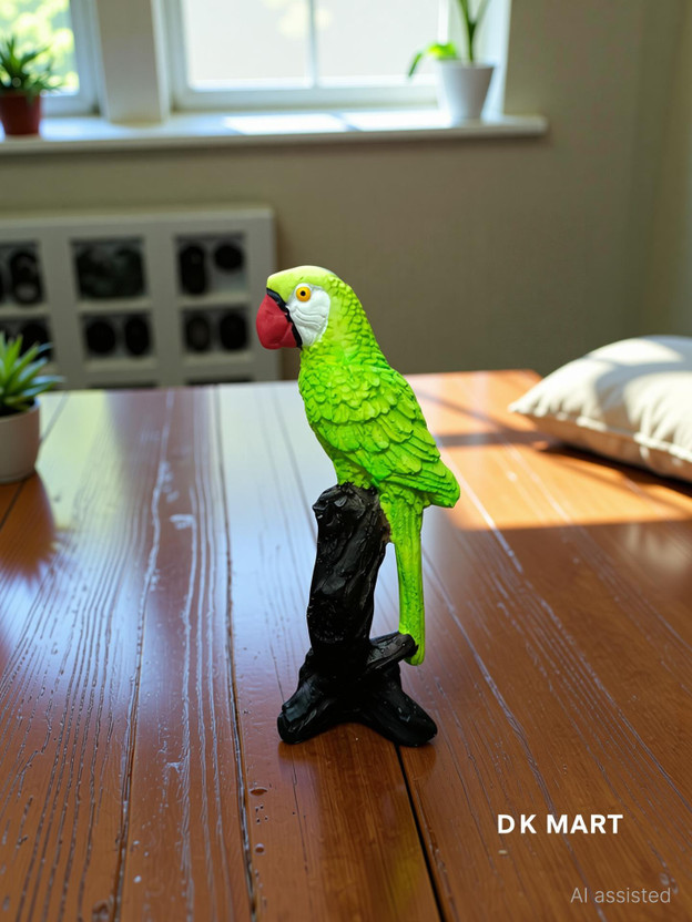 D K MART Parrot Showpiece For Home Living room, Bedroom, or Office Decorative Showpiece  -  20 cm(Resin, Green)