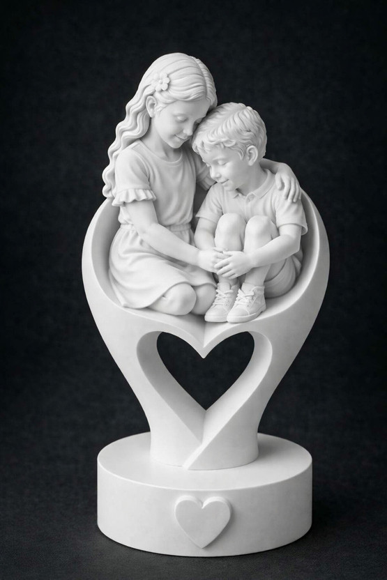WISHIFY WISHIFY Elder Sister & Younger Brother – Heartwarming Sibling Figurine Decorative Showpiece  -  12 cm(Plastic, White) - Flipkart Deal