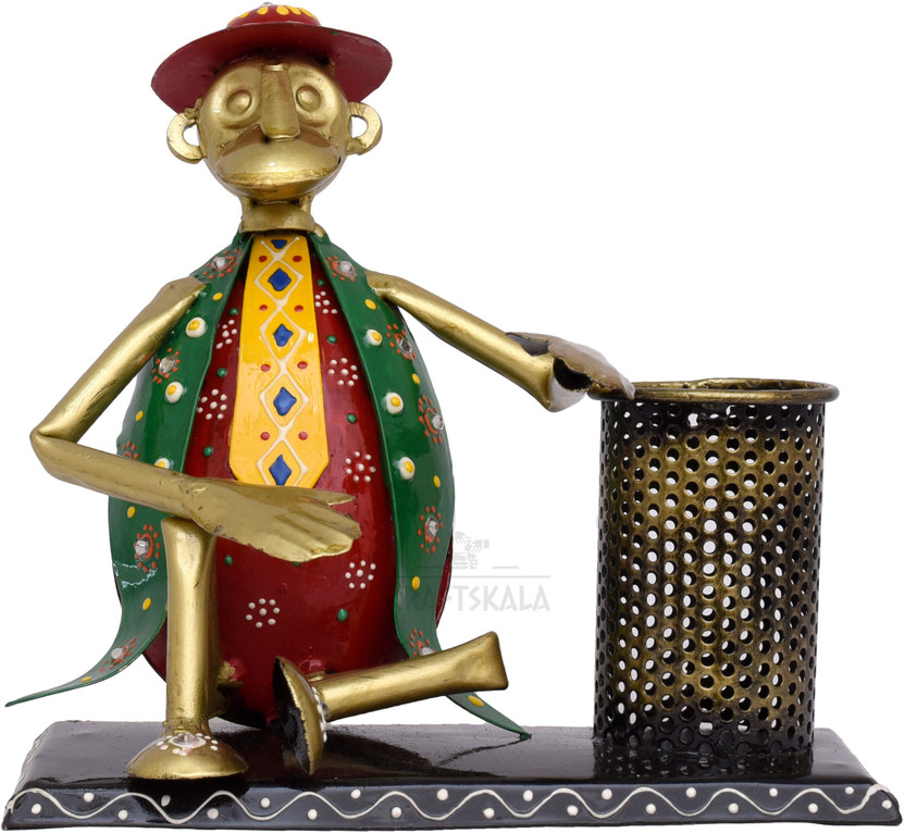 KraftsKala Desk Pen Stand Decorative Showpiece Iron Stationery Organizer Home Decor (Green)  Office Set(Green)