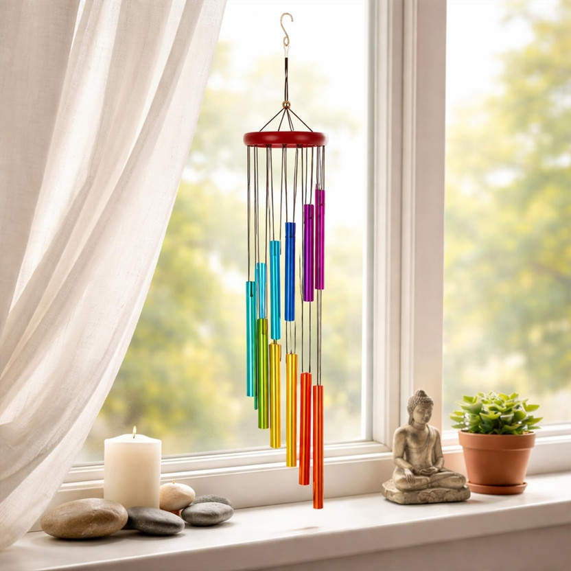 GIFT GIFT VIBE WALL HANGING HOME DECOR WINDCHIME SOUND BELL GIFT ITEMS SHOWPIECE Decorative Showpiece  -  25 cm(Metal, Multicolor) - Flipkart Deal