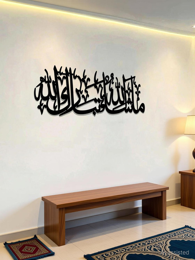 YDF VISION Mashallah Tabarakallah Islamic Wall Frame Black Acrylic (24x8 INCH) Decorative Showpiece  -  21 cm(Wood, Black)