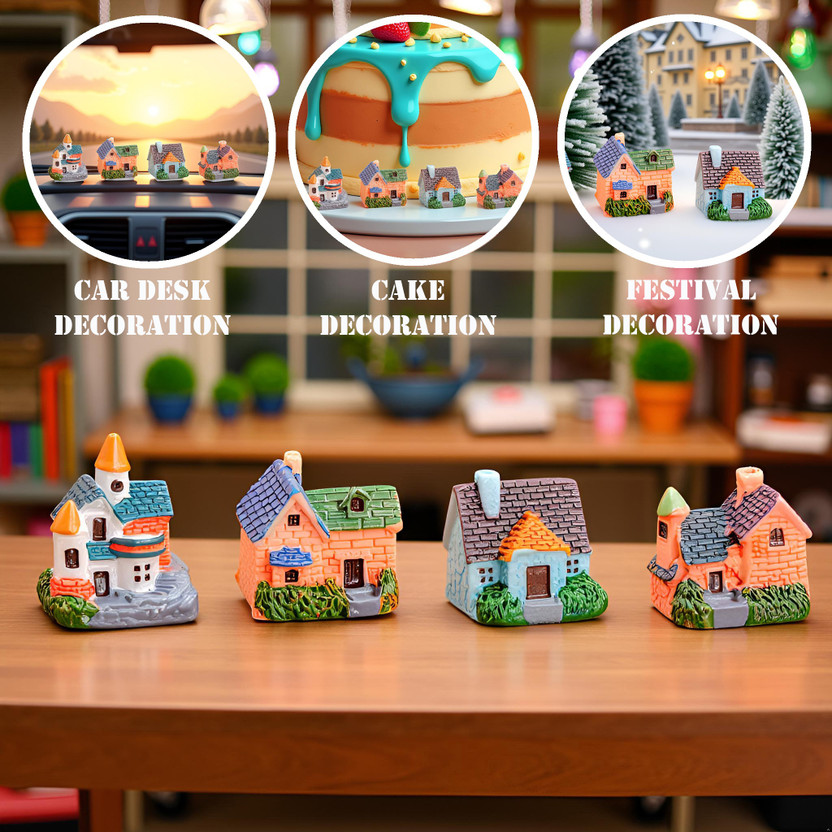 Spiaty Sweet European Style Country Villas Decorative Showpiece  -  3.3 cm(Resin, Multicolor)