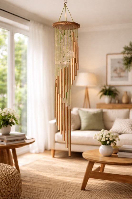 DIKSHA DIKSHA PRODUCTS HOME DECORATION ITEMS WINDCHIME WALL HANGING DECORATIVE ITEMS GIFT ITEMS GARDEN Decorative Showpiece  -  35 cm(Aluminium, Gold) - Flipkart Deal