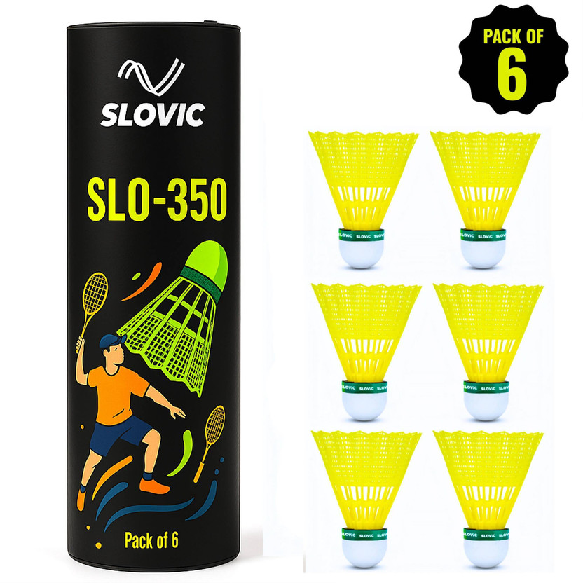 SLOVIC Fast & Accurate Badminton Shuttlecock | Ideal for All Courts | Nylon Shuttle  - Green(Medium Fast, 78, Pack of 6)