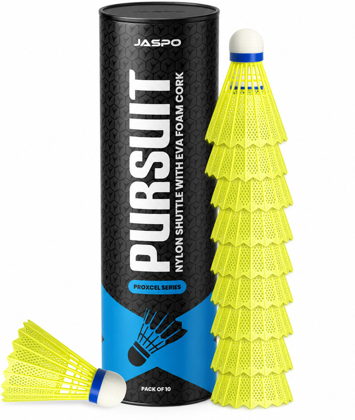 Jaspo Jaspo Pursuit Nylon Badminton Shuttlecocks for Kids & Beginners | Stable Flight Nylon Shuttle  - Green(Medium Slow, 76, Pack of 10) - Flipkart Deal