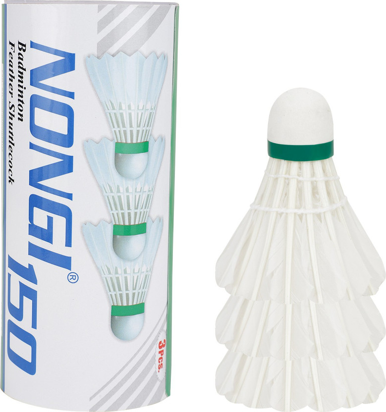 Nongi Badminton Feather Shuttlecock For Indoor and Outdoor Badminton Shuttle Sports Feather Shuttle  - White(Medium, 77, Pack of 3)