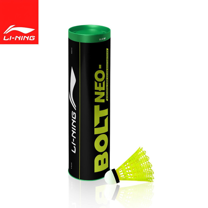 LI-NING Bolt Neo (6 in 1) Nylon Shuttle  - Yellow(Medium Slow, 76, Pack of 6)