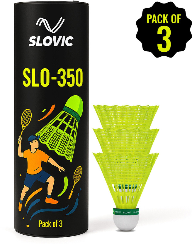 SLOVIC Badminton Shuttlecock | Ideal for All Courts |Fast & Accurate Nylon Shuttle  - Green(Medium Fast, 78, Pack of 3)