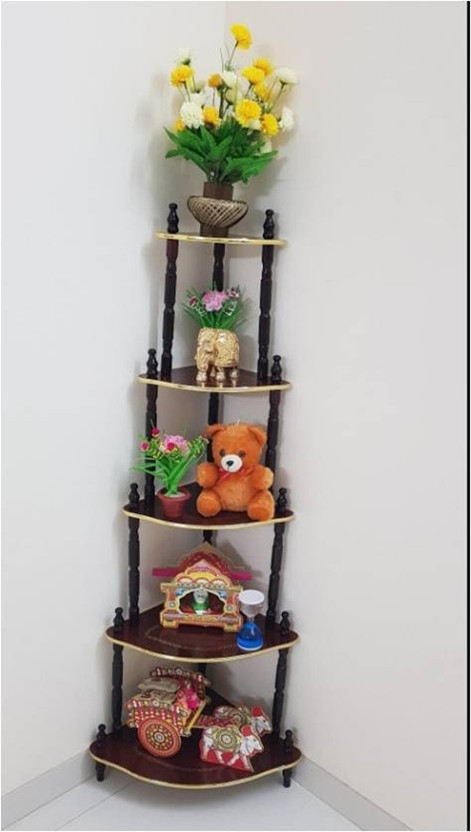 DPH 5 Shelf Wooden Corner, Multipurpose, Wall Corner Table, , corner stand for living room, Floor Standing, Home Décor, Wooden Corner, Wooden Wall Shelf(Number of Shelves - 5, Brown)