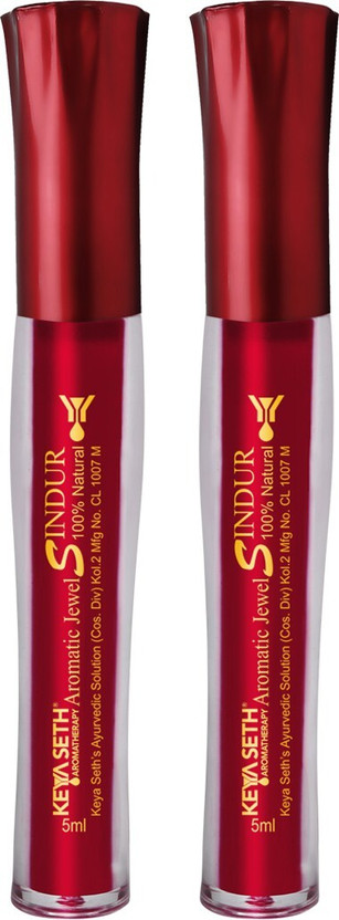 KEYA SETH AROMATHERAPY Aromatic 100% Natural Liquid Sindoor Maroon with Sponge-Tip- Applicator- Long Lasting Chemical Free & Waterproof with Floral Pigment (5ml X 2) Sindoor(Maroon)