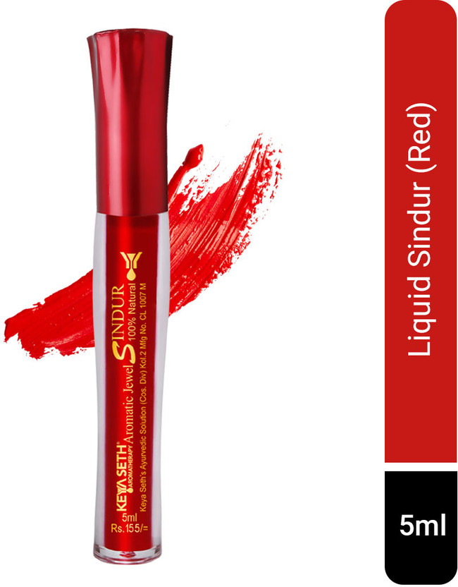 KEYA SETH AROMATHERAPY Aromatic 100% Natural Liquid Sindoor Red with Sponge-Tip- Applicator- Long lasting Chemical free & Waterproof with Floral Pigment- 8ml sindoor(Red)