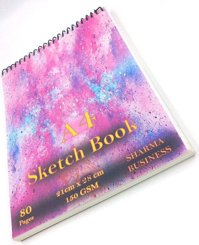 Redge A4 Sketch Book For Drawing, Sketchig 80 Pages Set of 1, Smooth 150 GSM Size A4 Sketch Pad(40 Sheets)