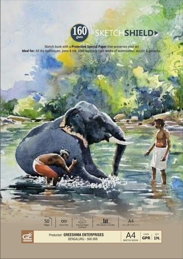 Greeshma Artist Drawing Book - 72 Pages 160 GSM wiro Bound A4 Size Sketch Pad(36 Sheets)