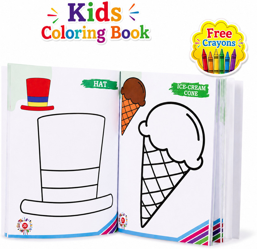 Torsa Enterprises Kids Coloring Book with Free Crayons Activity Book Drawing and Coloring Book Sketch Pad(72 Sheets)